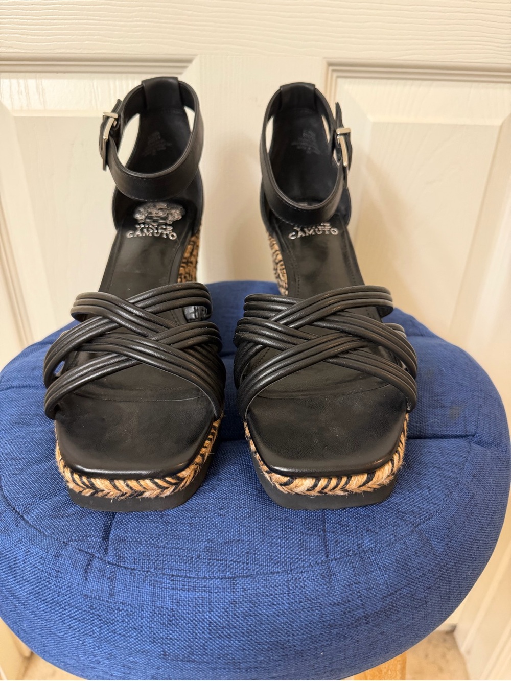 Vince Camuto Black Braided Platform Sandals